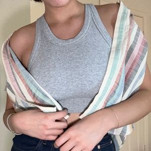 Madewell Soft Pastel Rainbow Collar Top